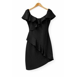 Symphony+ Women Black Ruffle Off Shoulder Asymmetrical Dress 3XL Cocktail Party